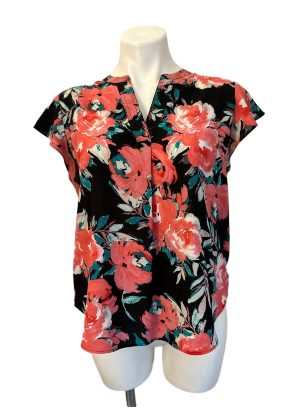 Calvin Klein Black Top with Pink Floral Print